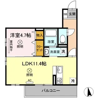 ジーヴル東古松【3階】の間取り