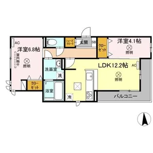 ラシュレ大元【1階】の間取り