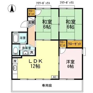 サンライズ芳泉 A棟【1階】の間取り