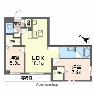 フルールブラン【1階】の間取り
