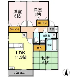 ベルデュール・野田【2階】の間取り