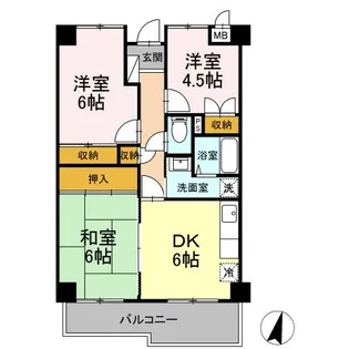 クオーレ花尻【3階】の間取り