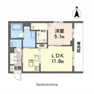 オースピシャス大安寺【101号室】の間取り