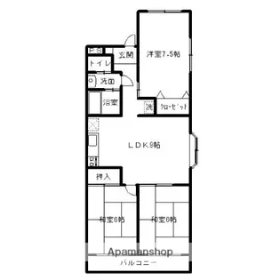 岡山県岡山市北区今3丁目【マンション】の間取り