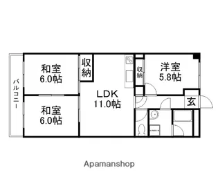 プラザハウス東岡山【4階】の間取り