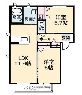 アットホーム原Ⅱ A棟【1階】の間取り