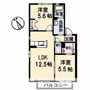 ラ・パルテール福田 弐番館【2階】の間取り