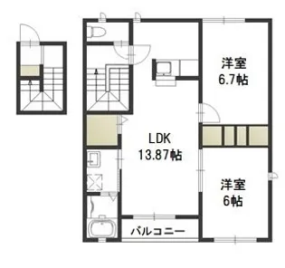 ハピネス B【2階】の間取り
