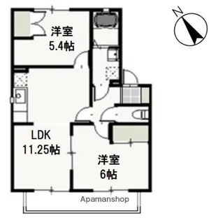 2LDKの間取り画像