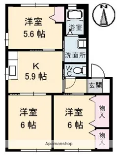 シャーメゾン ジョリー・オー Ⅱ番館【1階】の間取り
