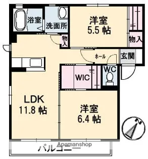 グレースメゾン湊 G棟【2階】の間取り