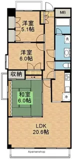 ダイアパレス東島田【201号室】の間取り
