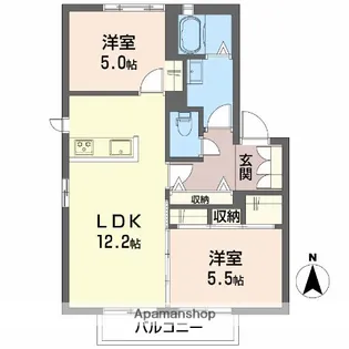 ラ・パルテール福泊 Ⅱ棟【2階】の間取り