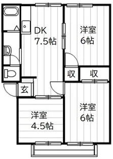 陵南ハイツ【1C号室号室】の間取り