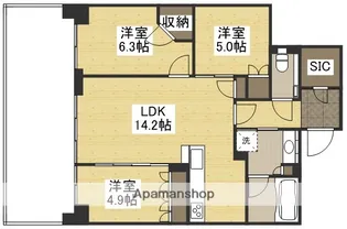ライオンズタワー岡山千日前【20階】の間取り