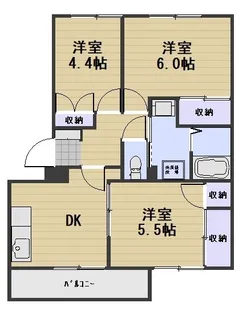 シャルマン竜之口B【3階】の間取り