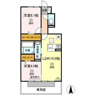 グラシューヴェルジェ A棟【1階】の間取り