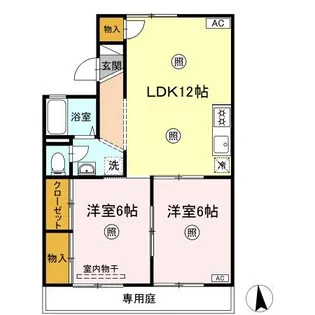 雨あがりの虹 A棟【1階】の間取り