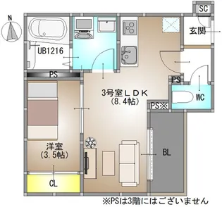 岡山県岡山市北区青江3丁目【アパート】の間取り
