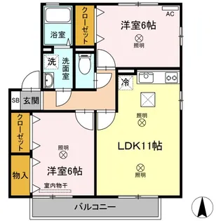 グレイスあかね【1階】の間取り