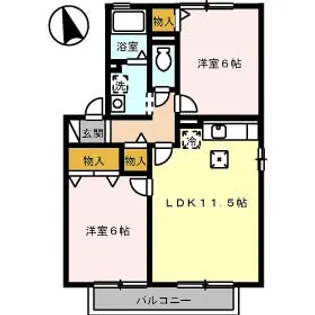 ひまわりハイツ A棟【1階】の間取り