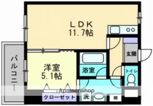 1LDKの間取り画像