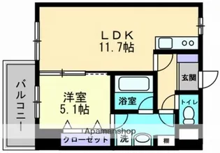 1LDKの間取り画像