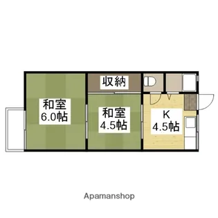 リバティアパート【1階】の間取り