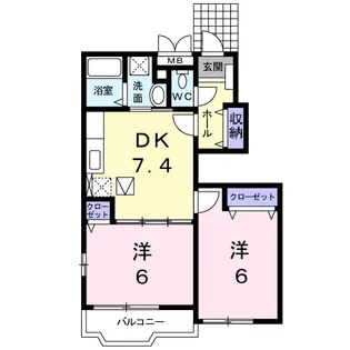2DKの間取り画像