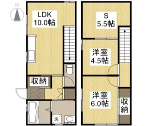 岡山県岡山市北区伊島町2丁目【テラスハウス】の間取り