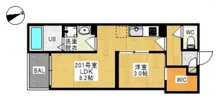 REGALEST 奥田本町Ⅱ(レガリスト オクダホンマチツー)【201号室号室】の間取り