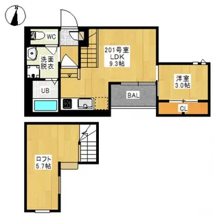 GRANDTIC 平井(グランティック ヒライ)【201号室号室】の間取り