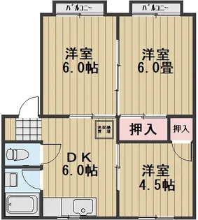 星島コーポC棟【1階】の間取り