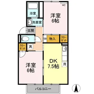 カーディナル辰巳 A棟【2階】の間取り