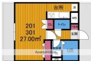 アムールミオ【201号室】の間取り