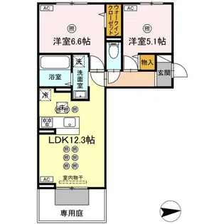 トリシア上中野【1階】の間取り