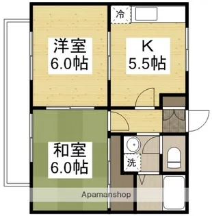 クリスタルブルー【202号室】の間取り