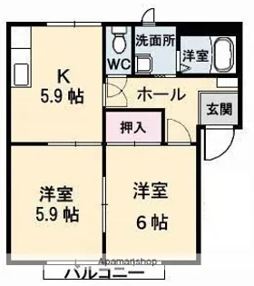 カーサ ツインクル Ⅰ棟【1階】の間取り