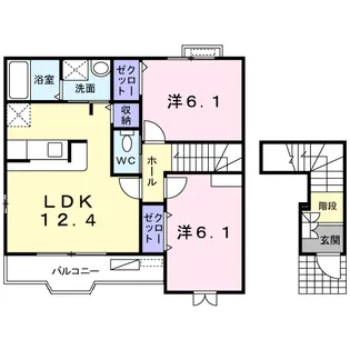 グランディール B【2階】の間取り