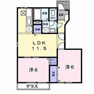 メゾン長船B【1階】の間取り