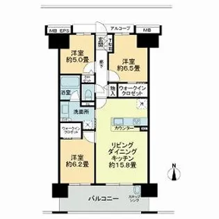 リビンコートプライム奉還町【14階】の間取り