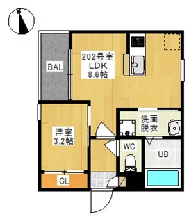 岡山県岡山市北区奥田南町【アパート】の間取り