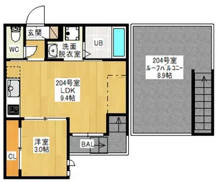 GRANDTIC KANON(グランティックカノン)【204号室号室】の間取り