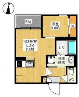 REGALEST ETERNO(レガリスト エテルノ)【102号室号室】の間取り
