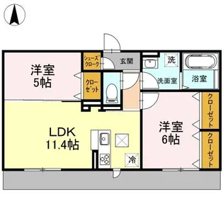 サニーフラット西市 A棟【1階】の間取り