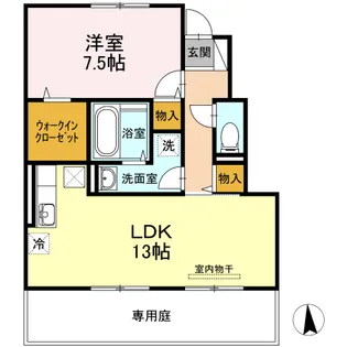 プランドール C棟【C102号室】の間取り