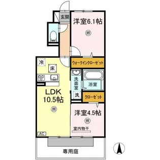 グラシューヴェルジェ A棟【1階】の間取り