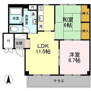 グランデュール高柳 B棟【1階】の間取り