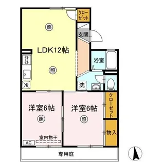雨あがりの虹 A棟【1階】の間取り