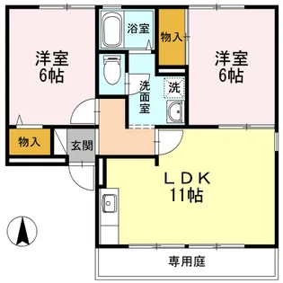 ロイヤルハイツ山上 B棟【1階】の間取り